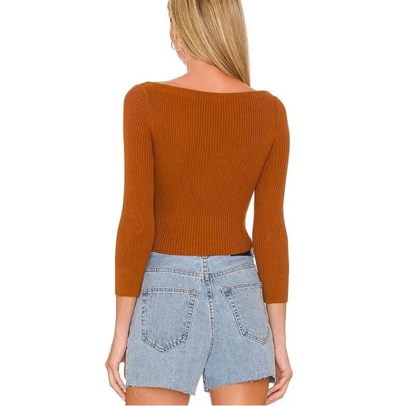 NWT Free People Floyd Wrap Front Crop Cotton Blend Sweater Glazed Ginger Large - Picture 4 of 6